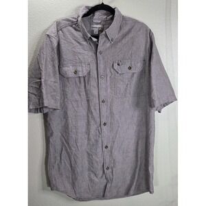 Carhartt‎ Loose Fit Short Sleeve Button Up Shirt Men's L Gray Workwear